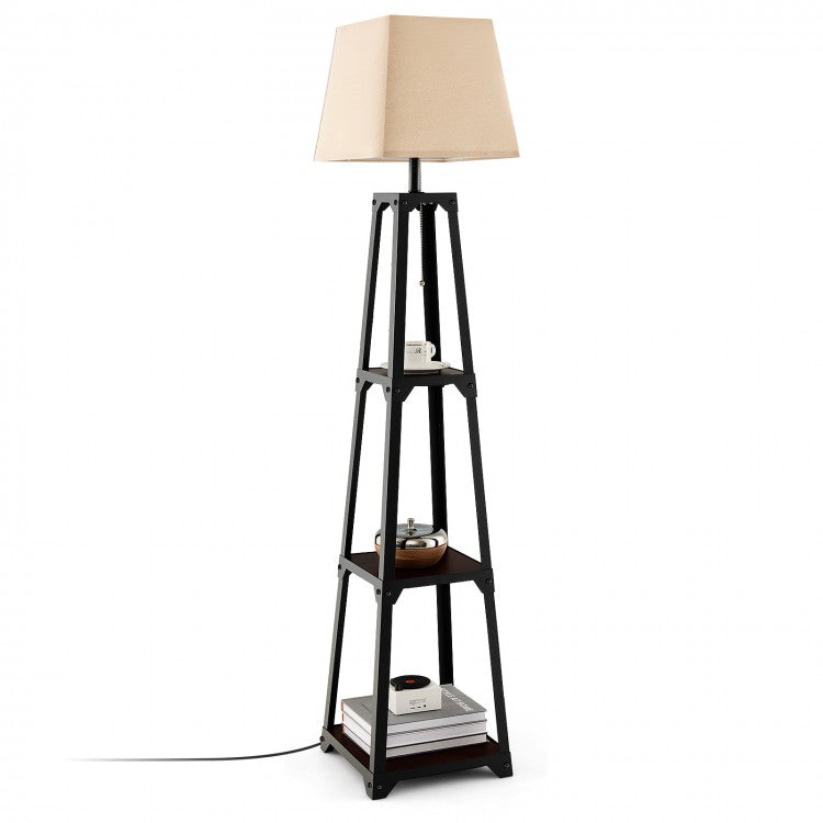 Modern Triangular 3-Tier Illuminated Storage Floor Lamp