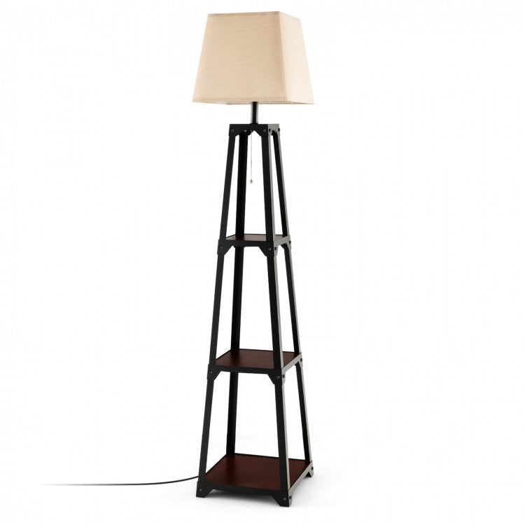 Modern Triangular 3-Tier Illuminated Storage Floor Lamp