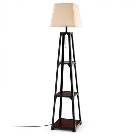 Modern Triangular 3-Tier Illuminated Storage Floor Lamp