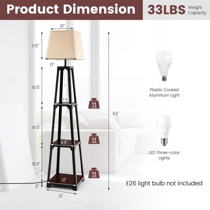 Modern Triangular 3-Tier Illuminated Storage Floor Lamp