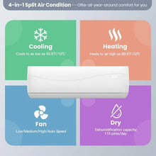 Load image into Gallery viewer, 24000 BTU 18.5 SEER2 208-230V Ductless Mini Split Air Conditioner and Heater
