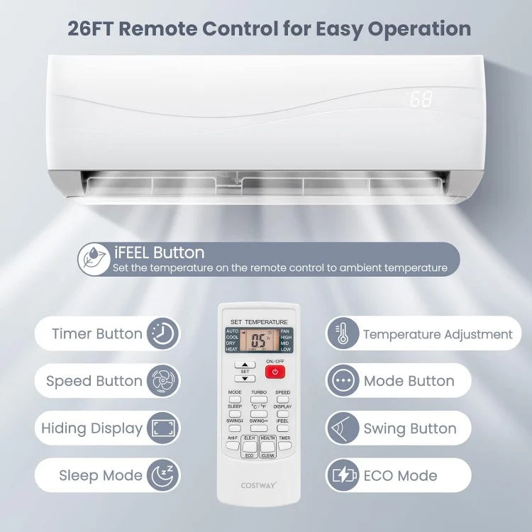 24000 BTU 18.5 SEER2 208-230V Ductless Mini Split Air Conditioner and Heater