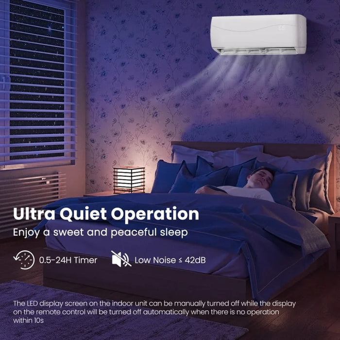 18000 BTU 208-230V Ductless Mini Split Air Conditioner with Cooling and Heating Functions, including Remote Control