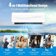 Load image into Gallery viewer, 9000 BTU 17 SEER2 Mini Split Air Conditioner, Heating and Cooling, Auto-Cleaning, with Remote Control
