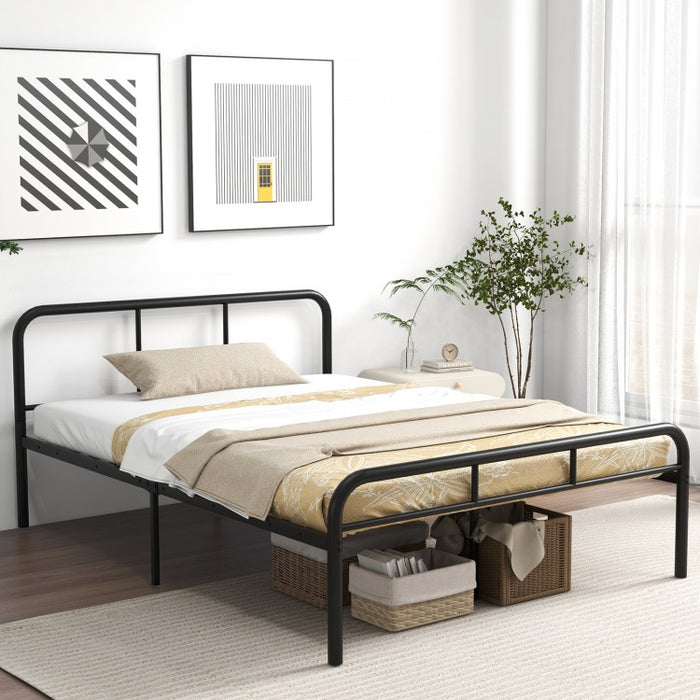 Costway Furniture:Black Metal Bed Frame with Under-Bed Storage Space