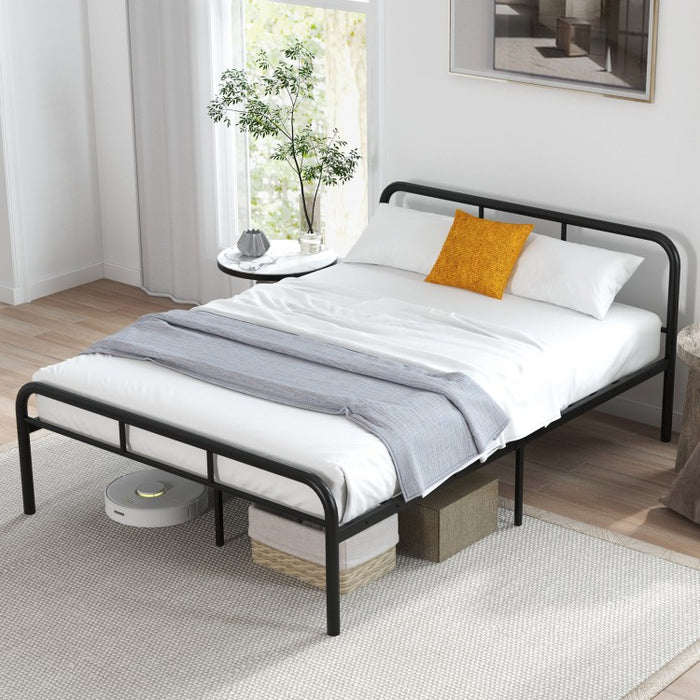 Costway Furniture:Black Metal Bed Frame with Under-Bed Storage Space