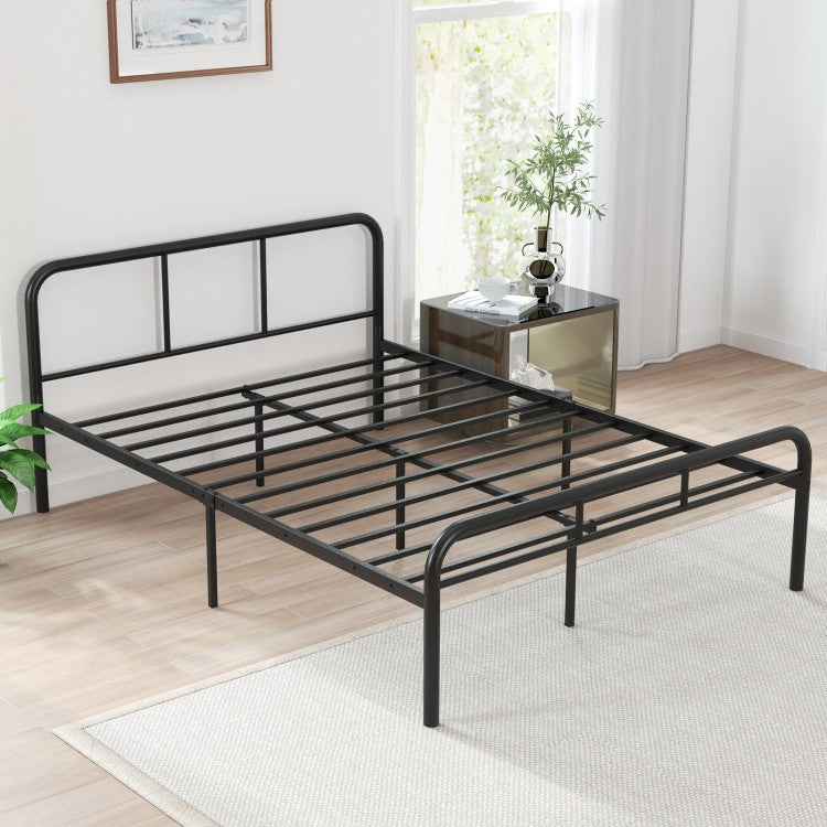 Costway Furniture:Black Metal Bed Frame with Under-Bed Storage Space