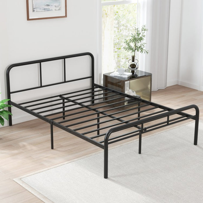 Costway Furniture:Black Metal Bed Frame with Under-Bed Storage Space