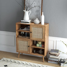 Load image into Gallery viewer, Rattan Dining Hutch Storage Cabinet with 2 Doors and 4 Compartments
