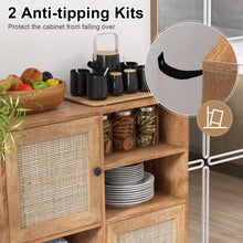 Load image into Gallery viewer, Rattan Dining Hutch Storage Cabinet with 2 Doors and 4 Compartments
