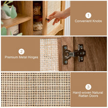 Load image into Gallery viewer, Rattan Dining Hutch Storage Cabinet with 2 Doors and 4 Compartments
