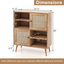 Load image into Gallery viewer, Rattan Dining Hutch Storage Cabinet with 2 Doors and 4 Compartments
