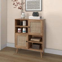 Load image into Gallery viewer, Rattan Dining Hutch Storage Cabinet with 2 Doors and 4 Compartments
