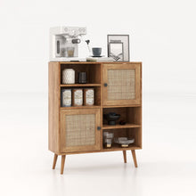 Load image into Gallery viewer, Rattan Dining Hutch Storage Cabinet with 2 Doors and 4 Compartments
