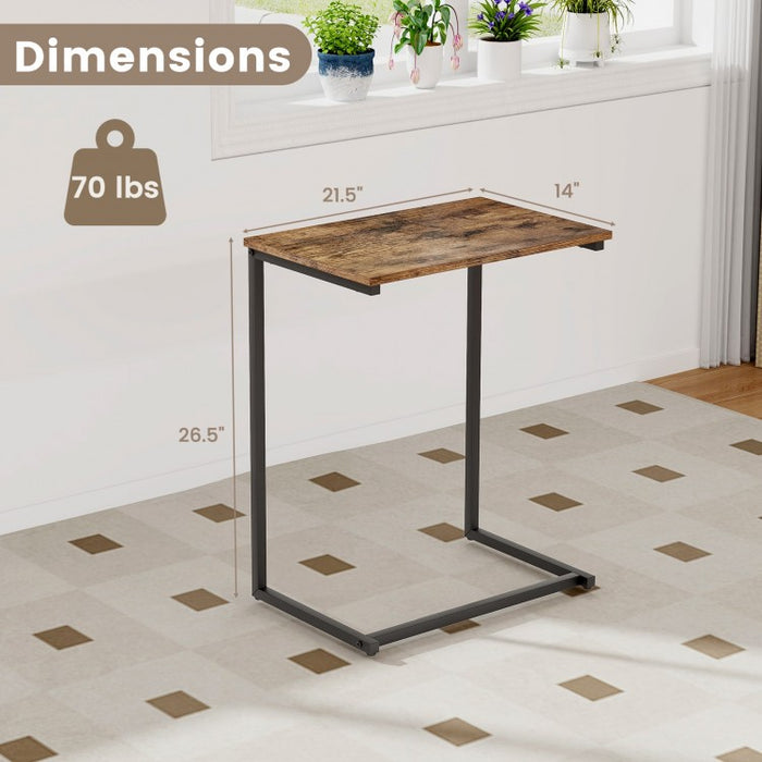 Costway Industrial Style C-Shaped Side Table - Suitable for Living Room, Bedroom, and Study