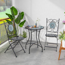 Load image into Gallery viewer, Outdoor Patio Garden Portable Vintage Mosaic Metal Folding Chair
