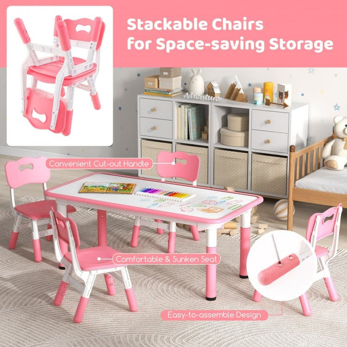Multi-Functional Graffiti Toddler Table and Chairs Set - 5 Piece Child Furniture