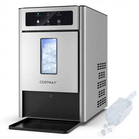 Kitchen Silver Countertop Ice Maker with Ice Scoop and Water Tray