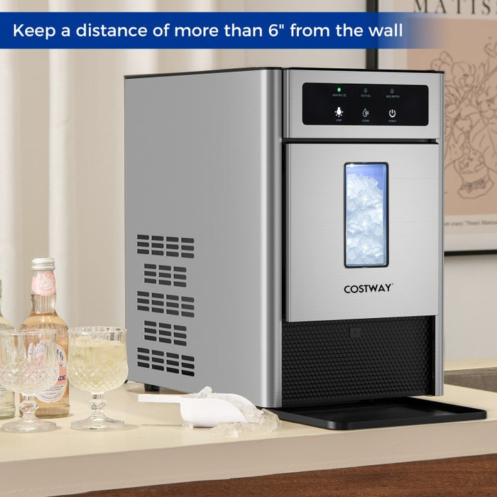 Kitchen Silver Countertop Ice Maker with Ice Scoop and Water Tray