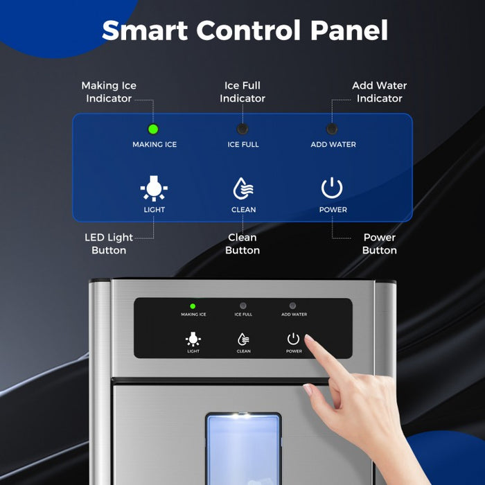 Kitchen Silver Countertop Ice Maker with Ice Scoop and Water Tray