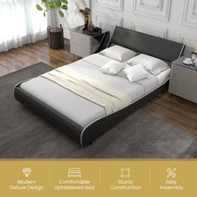 Load image into Gallery viewer, Modern Minimal Faux Leather Curved Headboard Soft Padded Bed Frame
