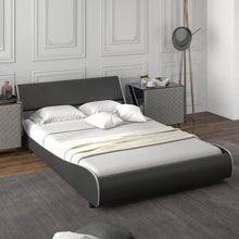 Load image into Gallery viewer, Modern Minimal Faux Leather Curved Headboard Soft Padded Bed Frame
