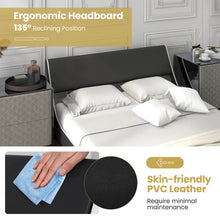 Load image into Gallery viewer, Modern Minimal Faux Leather Curved Headboard Soft Padded Bed Frame
