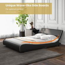 Load image into Gallery viewer, Modern Minimal Faux Leather Curved Headboard Soft Padded Bed Frame
