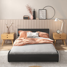 Load image into Gallery viewer, Modern Minimal Faux Leather Curved Headboard Soft Padded Bed Frame
