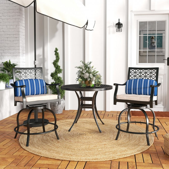 Costway Patio Swivel Chairs Set of 2 with Cushions - Suitable for Bar, Pool, and Patio