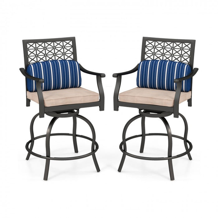 Costway Patio Swivel Chairs Set of 2 with Cushions - Suitable for Bar, Pool, and Patio