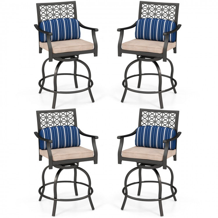 Costway Patio Swivel Chairs Set of 2 with Cushions - Suitable for Bar, Pool, and Patio