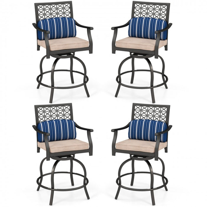 Costway Patio Swivel Chairs Set of 2 with Cushions - Suitable for Bar, Pool, and Patio