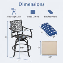 Load image into Gallery viewer, Costway Patio Swivel Chairs Set of 2 with Cushions - Suitable for Bar, Pool, and Patio
