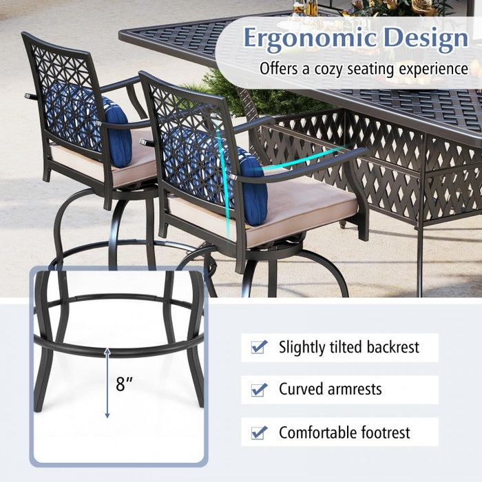 Costway Patio Swivel Chairs Set of 2 with Cushions - Suitable for Bar, Pool, and Patio
