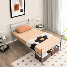 Load image into Gallery viewer, Modern Minimalist Silver Steel Tube Metal Bed Frame with Storage Underneath
