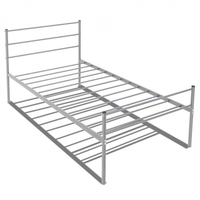 Modern Minimalist Silver Steel Tube Metal Bed Frame with Storage Underneath