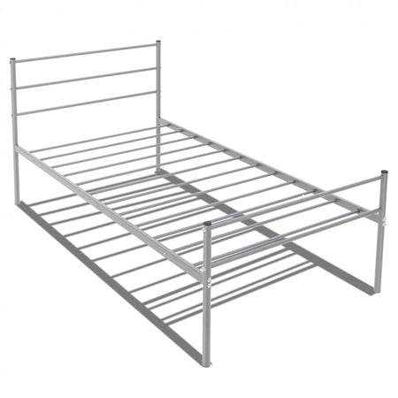 Modern Minimalist Silver Steel Tube Metal Bed Frame with Storage Underneath