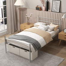 Load image into Gallery viewer, Modern Minimalist Silver Steel Tube Metal Bed Frame with Storage Underneath
