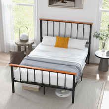 Load image into Gallery viewer, Black Metal Bed Frame with Headboard and Footboard, Suitable for Bedroom
