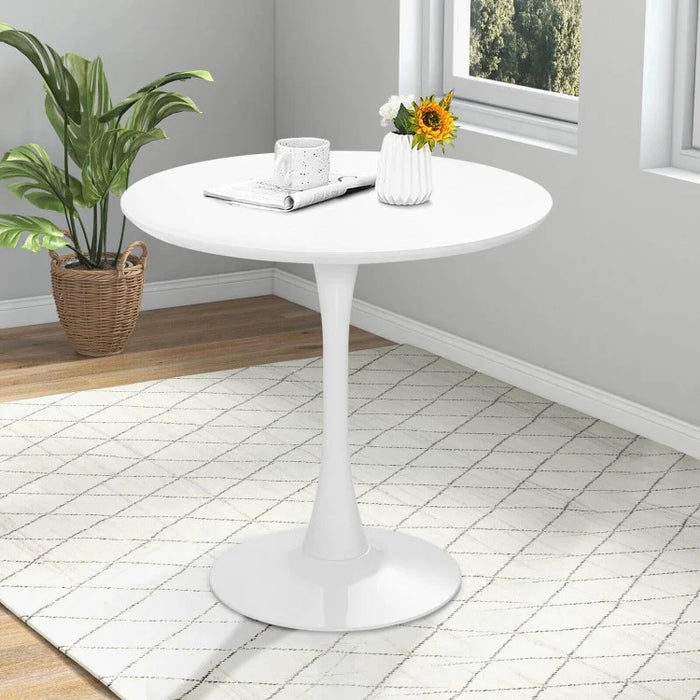 Costway White Modern Round Dining Table Set with Anti-Slip Pads - Seats 4, Suitable for Restaurant and Café