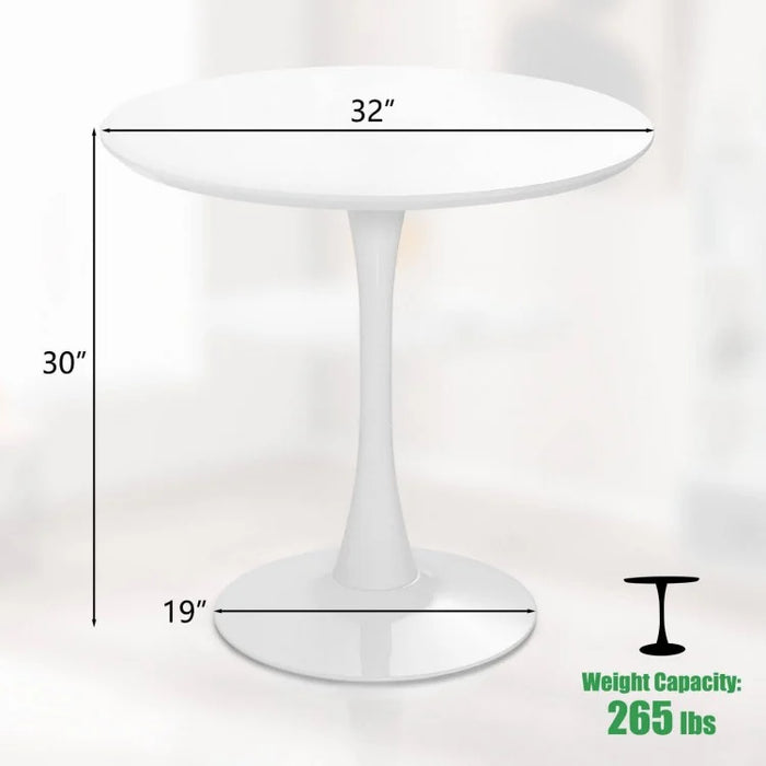 Costway White Modern Round Dining Table Set with Anti-Slip Pads - Seats 4, Suitable for Restaurant and Café