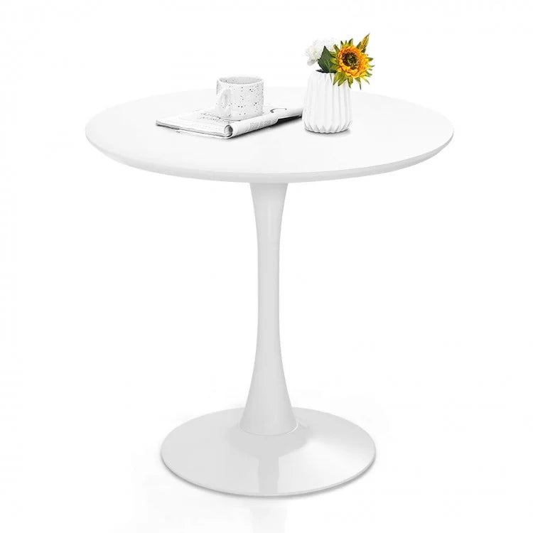 Costway White Modern Round Dining Table Set with Anti-Slip Pads - Seats 4, Suitable for Restaurant and Café