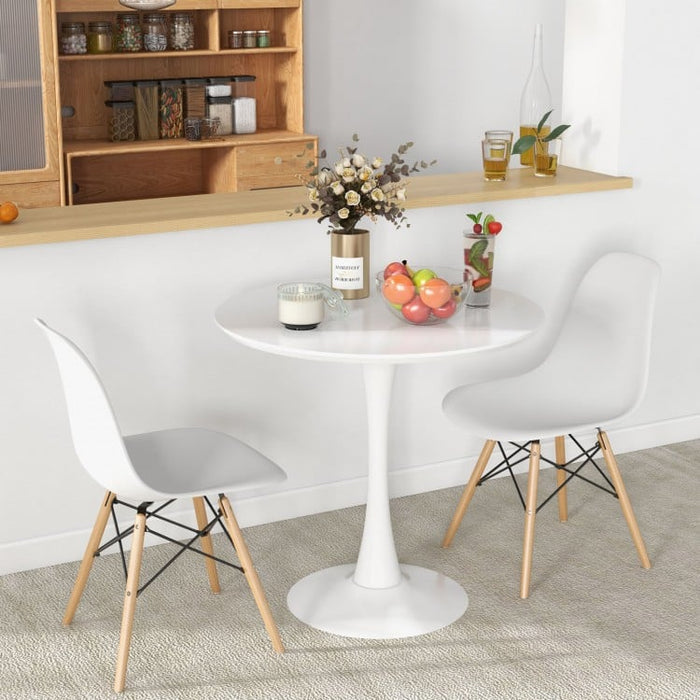 Costway White Modern Round Dining Table Set with Anti-Slip Pads - Seats 4, Suitable for Restaurant and Café