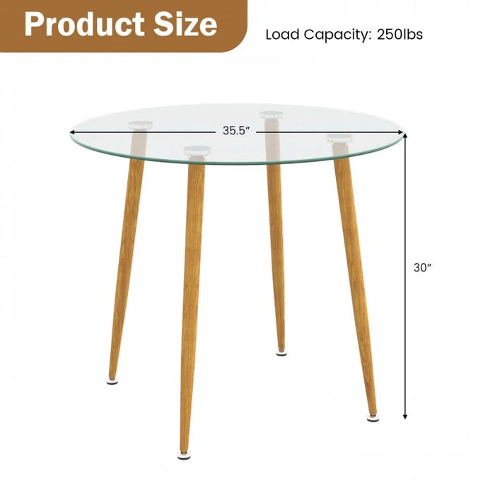 Costway Modern Round Glass Dining Table Minimalist Style - Suitable for Restaurant, Cafe, and Apartment