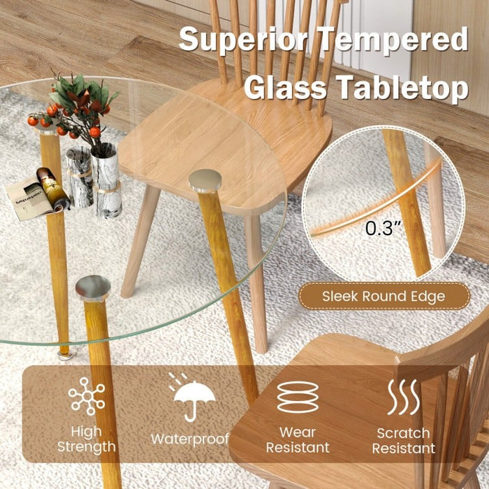 Costway Modern Round Glass Dining Table Minimalist Style - Suitable for Restaurant, Cafe, and Apartment