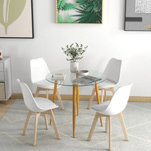 Load image into Gallery viewer, Costway Modern Round Glass Dining Table Minimalist Style - Suitable for Restaurant, Cafe, and Apartment
