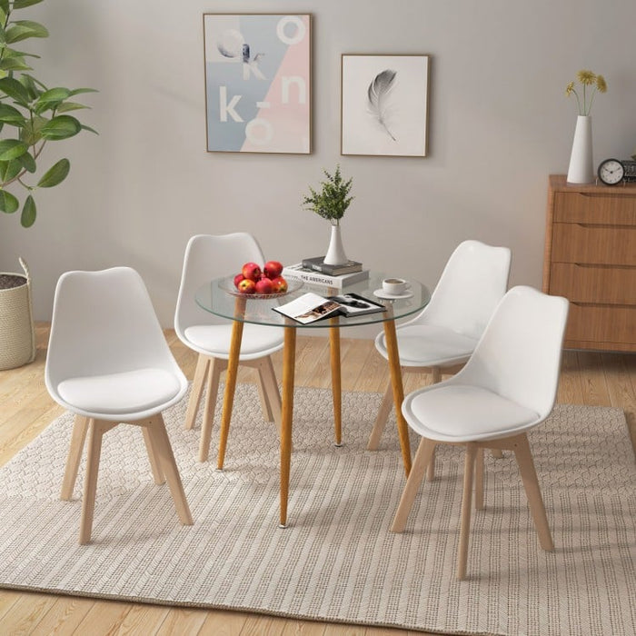 Costway Modern Round Glass Dining Table Minimalist Style - Suitable for Restaurant, Cafe, and Apartment