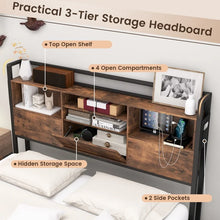 Load image into Gallery viewer, Country Industrial Metal Bed Frame with 4-Drawer Nightstand
