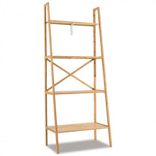 Load image into Gallery viewer, Multifunctional 4-Tier Bamboo Ladder Bookshelf Decorative Storage Rack
